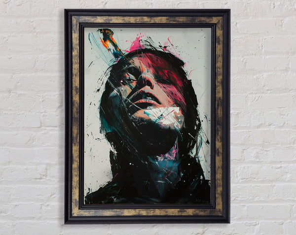 Distressed Woman Graffiti Framed Print