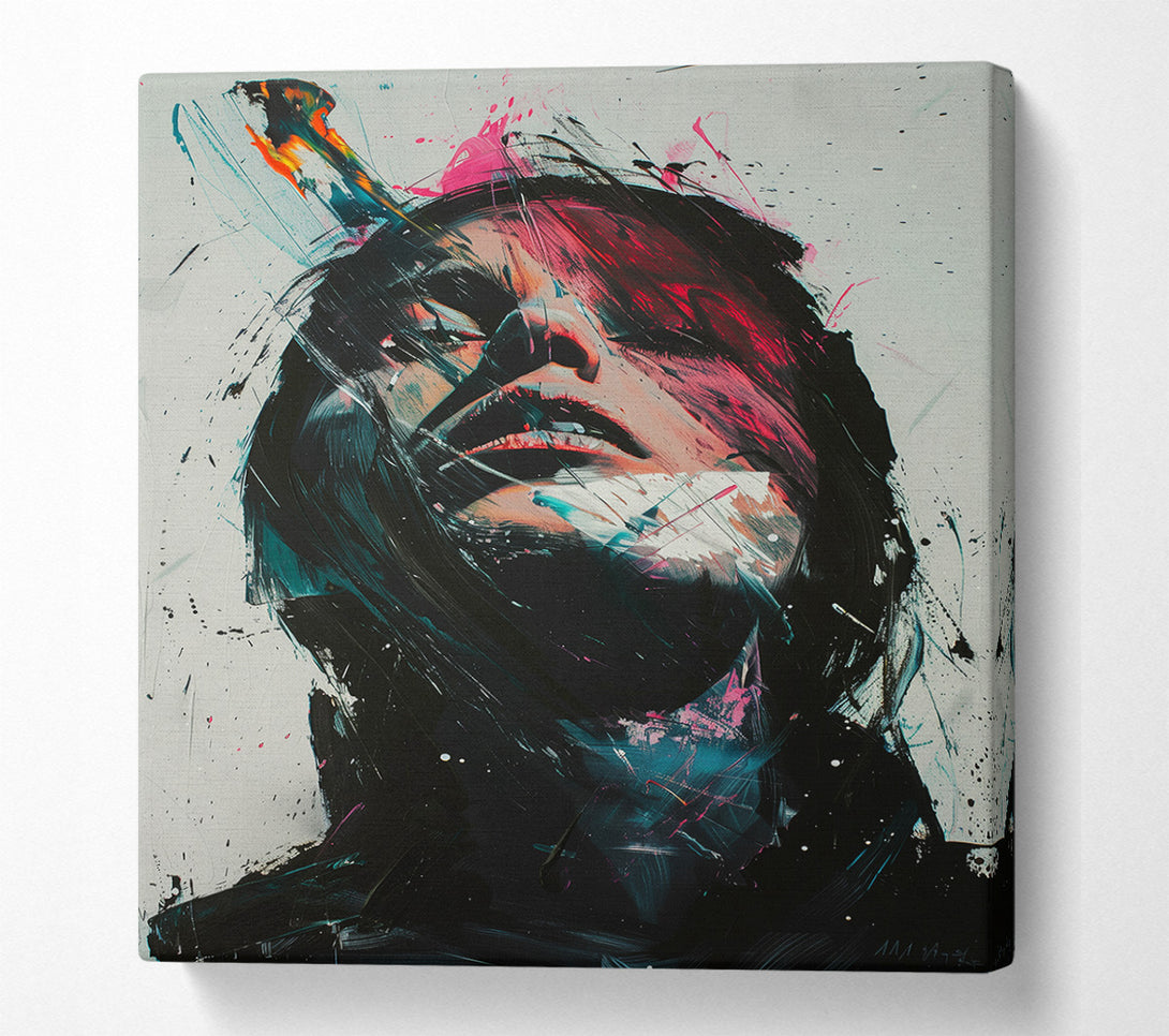  A Canvas Print of Distressed Woman Graffiti Canvas Wall Art