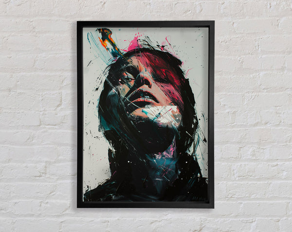Distressed Woman Graffiti Framed Print