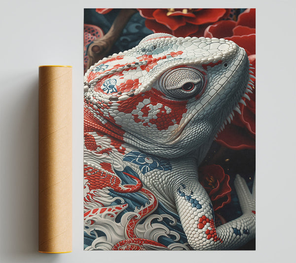 Red Scaled Chameleon Poster