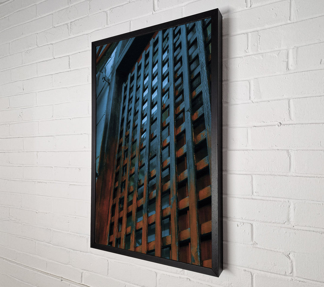  A Canvas Print of Indigo Wooden Grid Canvas Wall Art