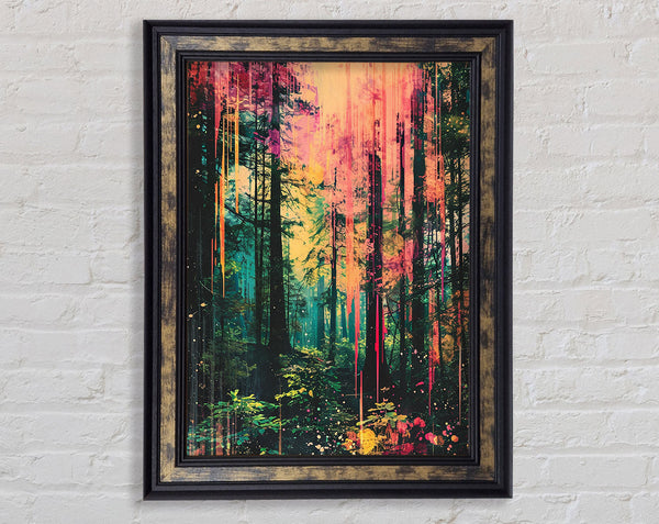 Distressed Woodland Walk Framed Print