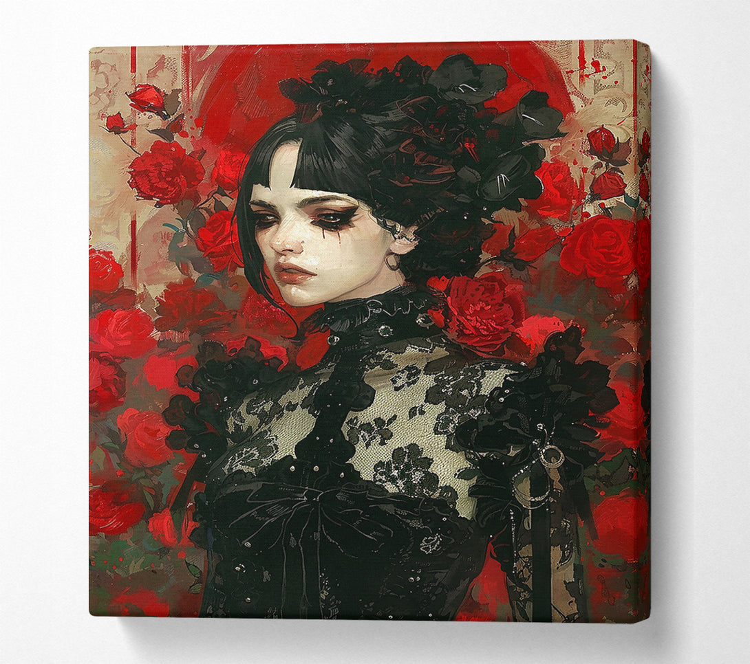  A Canvas Print of Crimson Lace Embrace Canvas Print