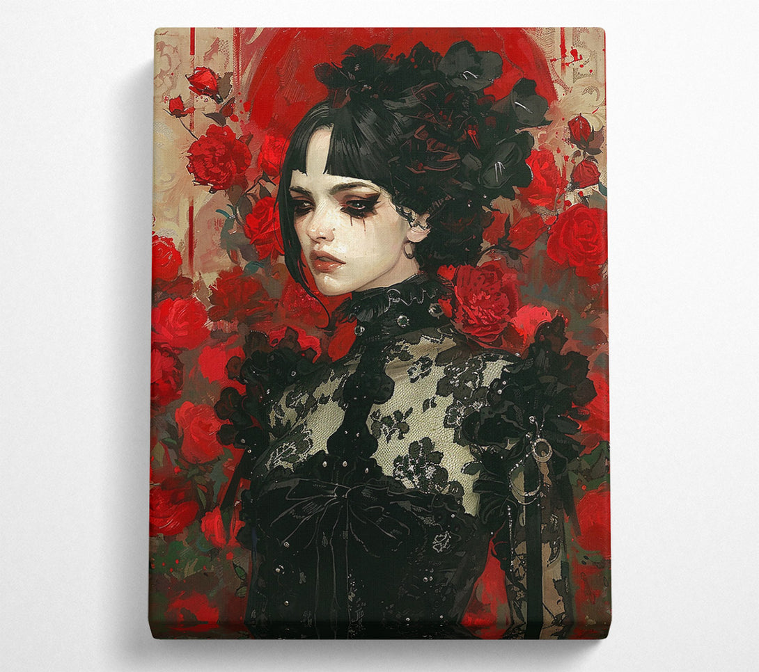  A Canvas Print of Crimson Lace Embrace Canvas Print