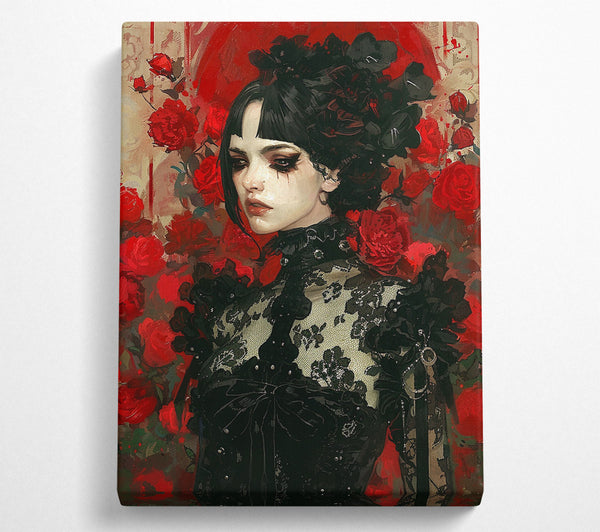  A Canvas Print of Crimson Lace Embrace Canvas Print