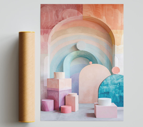Pastel Arches And Circles Print
