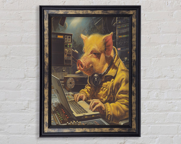 Dj Pig Framed Print
