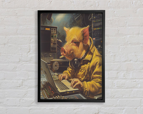 Dj Pig Framed Print