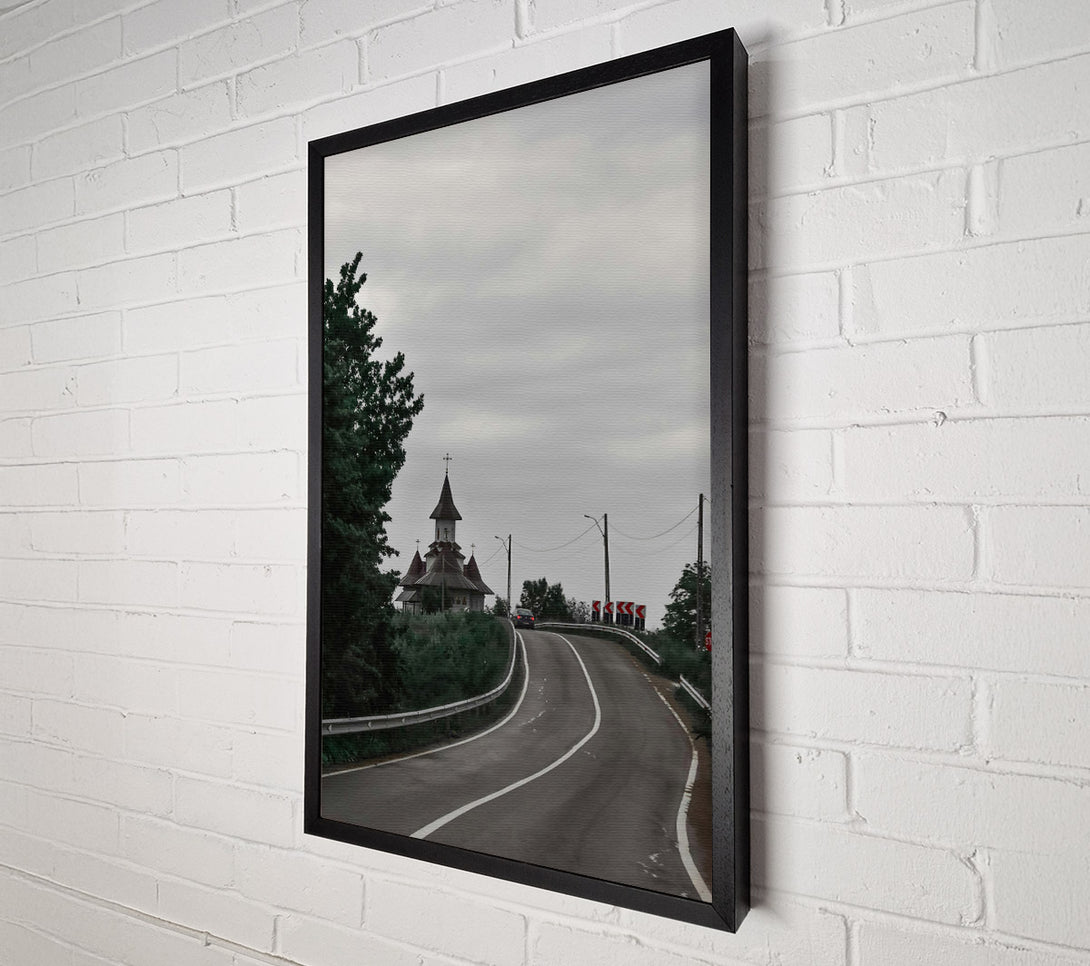  A Canvas Print of Gray Skies, Winding Road Canvas Print