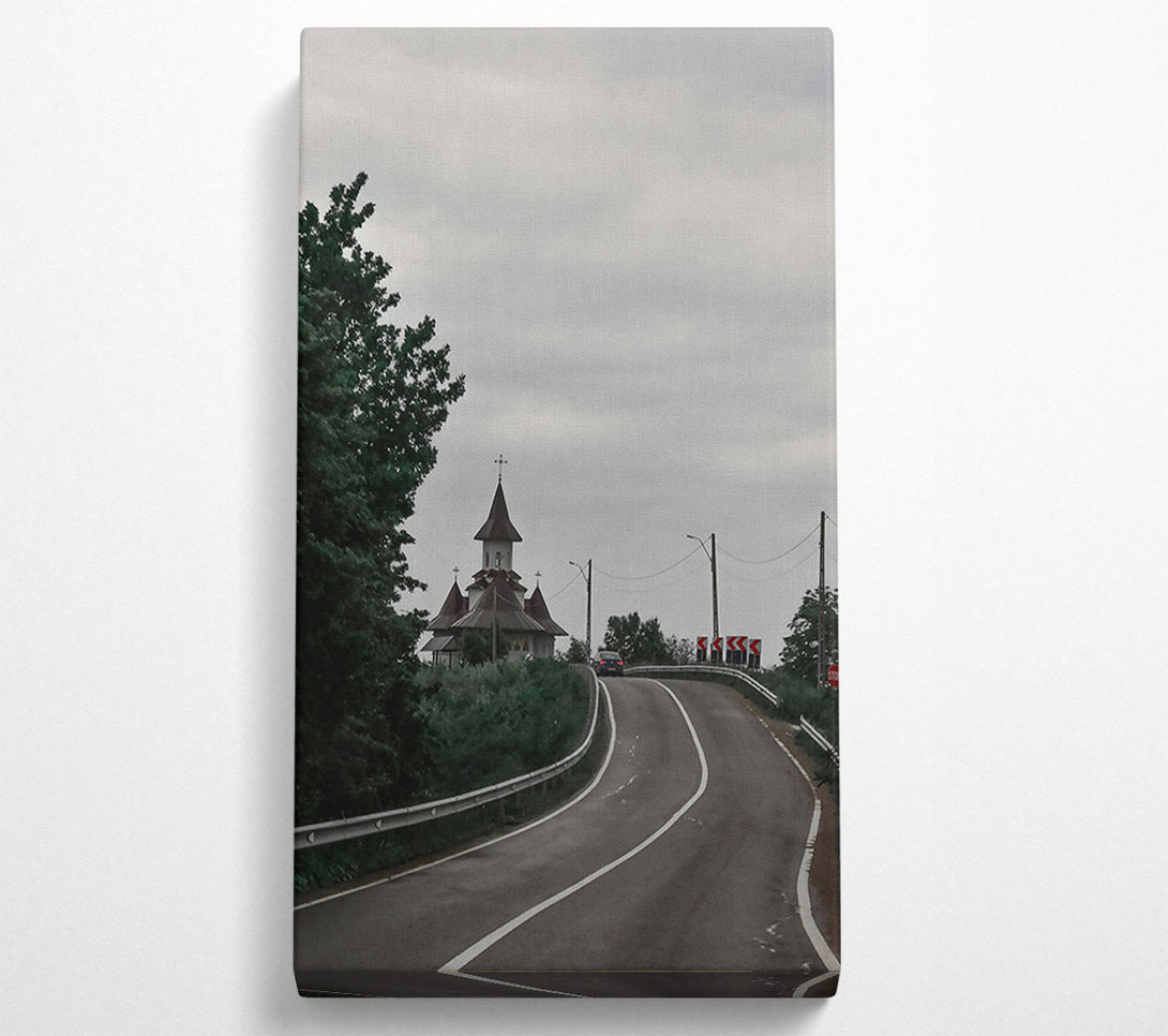  A Canvas Print of Gray Skies, Winding Road Canvas Print