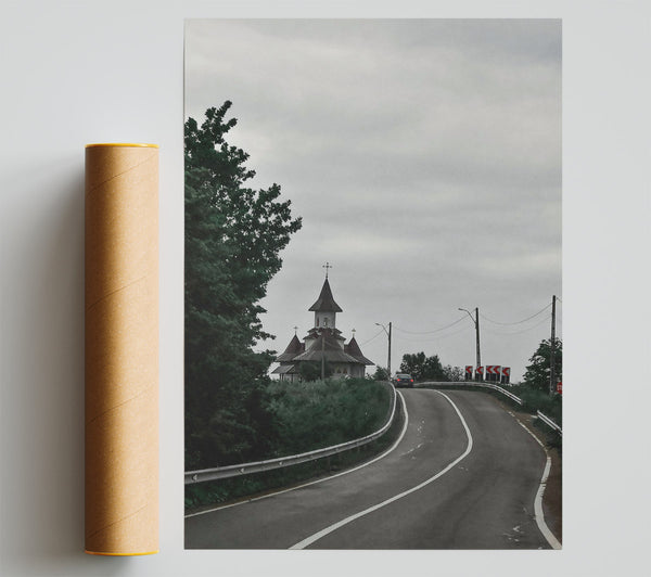Gray Skies, Winding Road Print