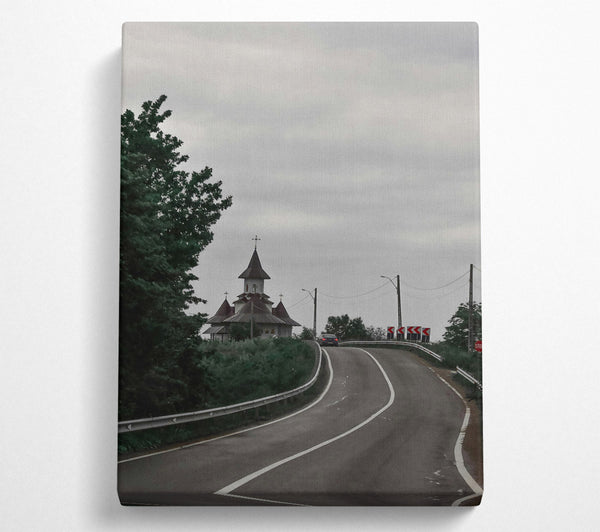  A Canvas Print of Gray Skies, Winding Road Canvas Print