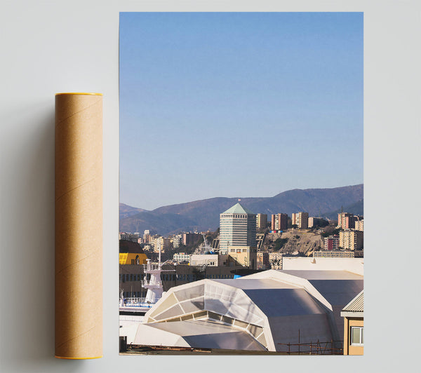 Blue Sky Harbor View Print