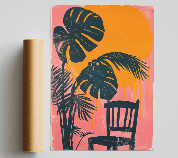 Pink Palm Shadows Giclee Print
