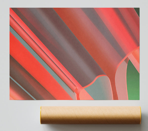 Coral Abstract Lines Poster