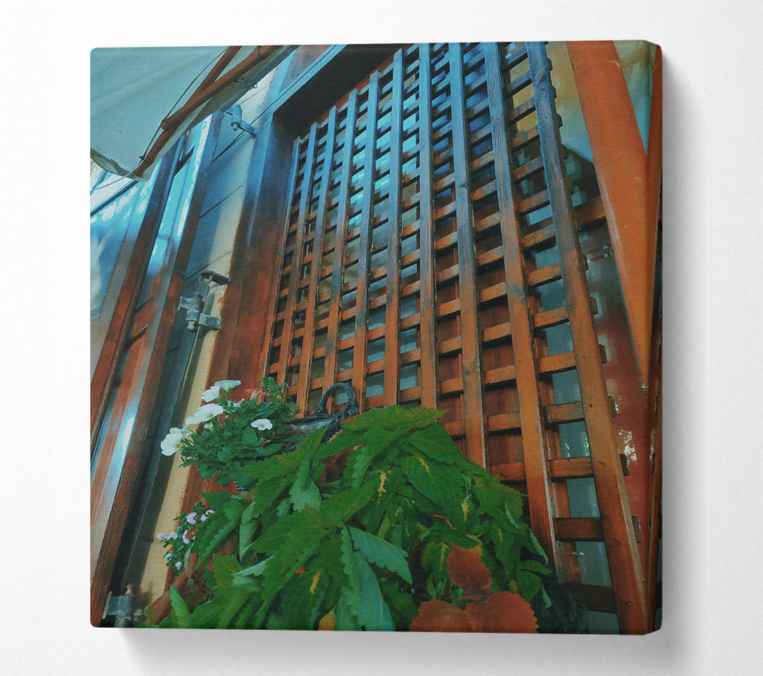  A Canvas Print of Brown Lattice Window Canvas Wall Art