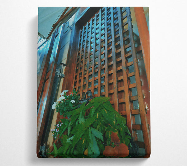  A Canvas Print of Brown Lattice Window Canvas Wall Art