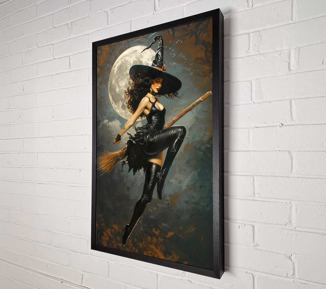 A Canvas Print of Black Moon Witch Flight Canvas Art
