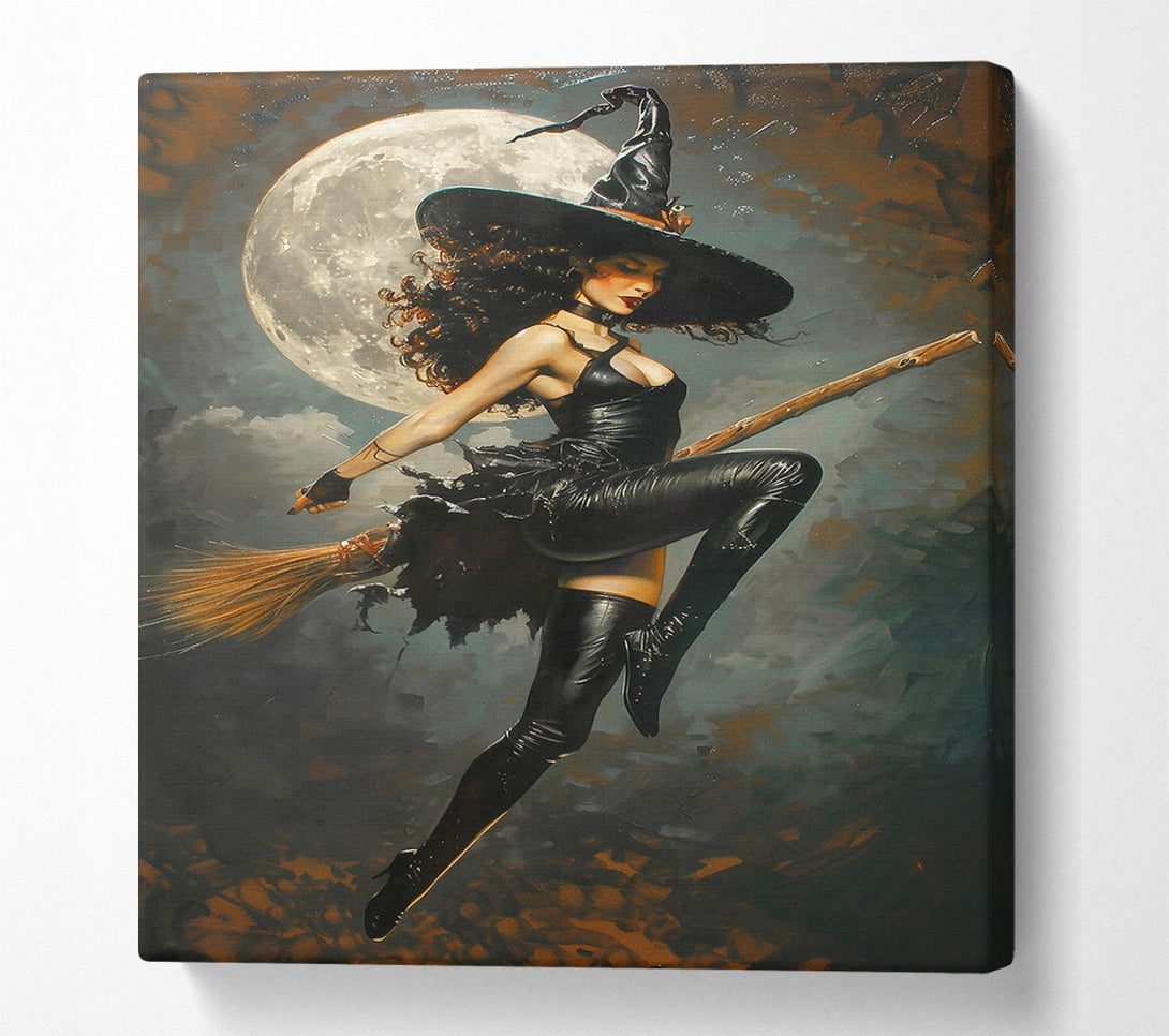  A Canvas Print of Black Moon Witch Flight Canvas Art