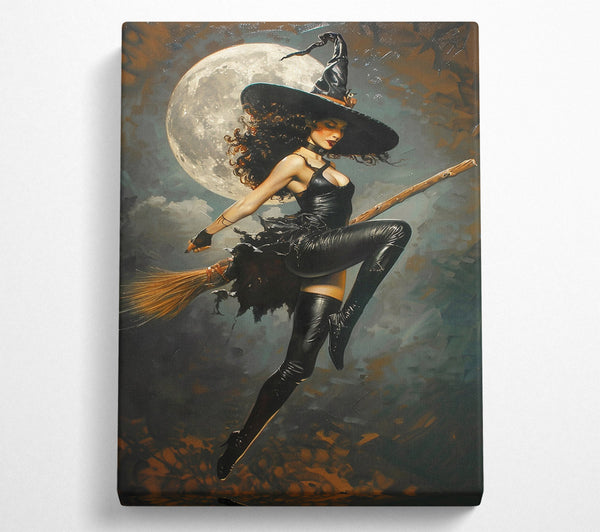  A Canvas Print of Black Moon Witch Flight Canvas Art