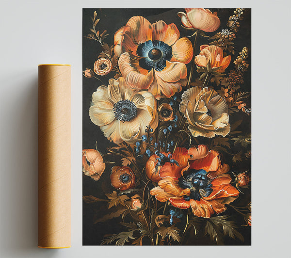 Crimson Floral Bouquet Poster