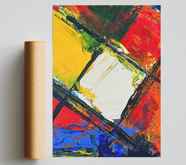 White Lines In Red Poster