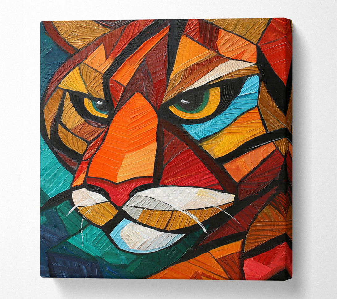  A Canvas Print of Crimson Feline Gaze Canvas Art