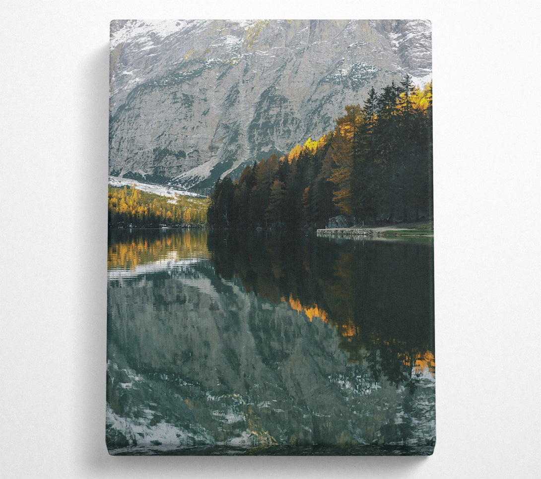  A Canvas Print of Golden Mountain Reflection Canvas Wall Art