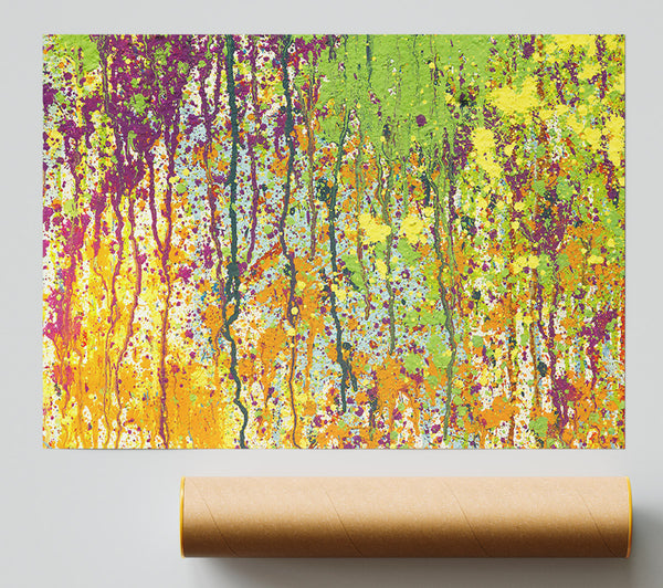Yellow Dripping Rain Poster