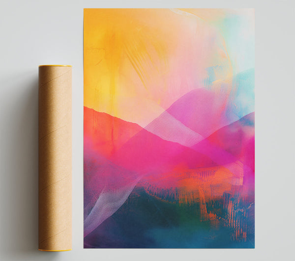 Pink And Teal Horizon Print