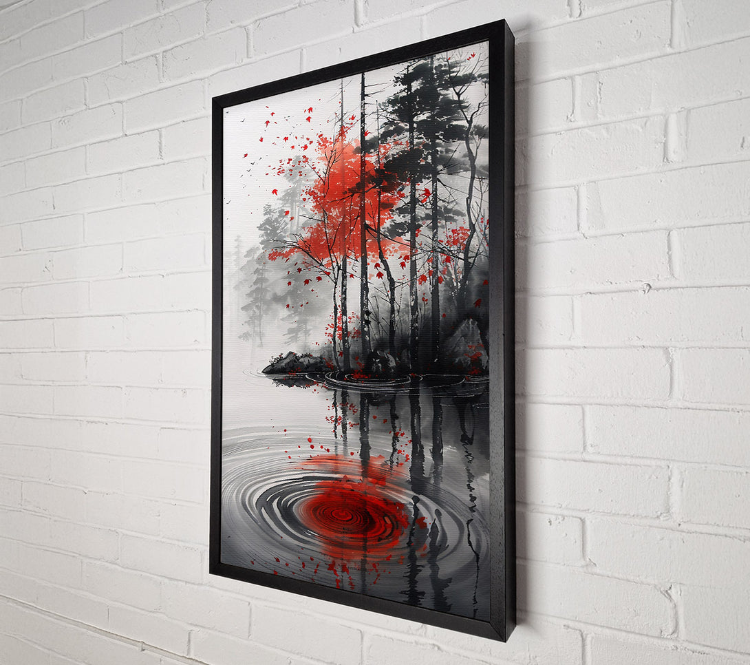  A Canvas Print of Crimson Reflection In Stillness Canvas Art