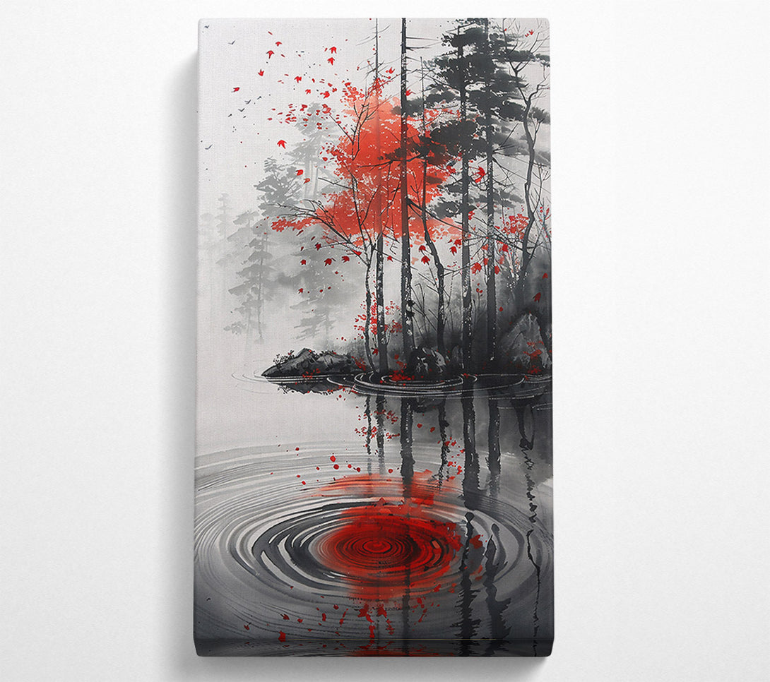  A Canvas Print of Crimson Reflection In Stillness Canvas Art