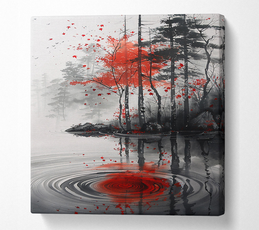  A Canvas Print of Crimson Reflection In Stillness Canvas Art