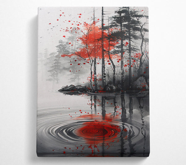  A Canvas Print of Crimson Reflection In Stillness Canvas Art