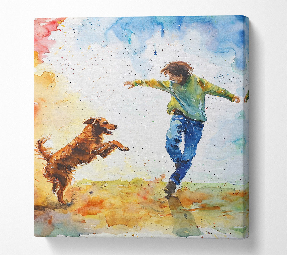  A Canvas Print of Dog Walk Canvas Print