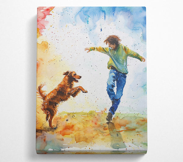  A Canvas Print of Dog Walk Canvas Print