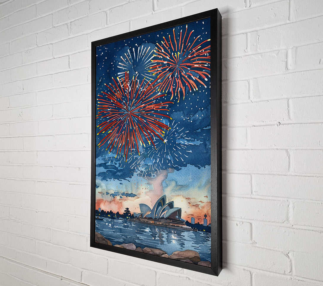 A Canvas Print of Blue Night Fireworks Canvas Wall Art