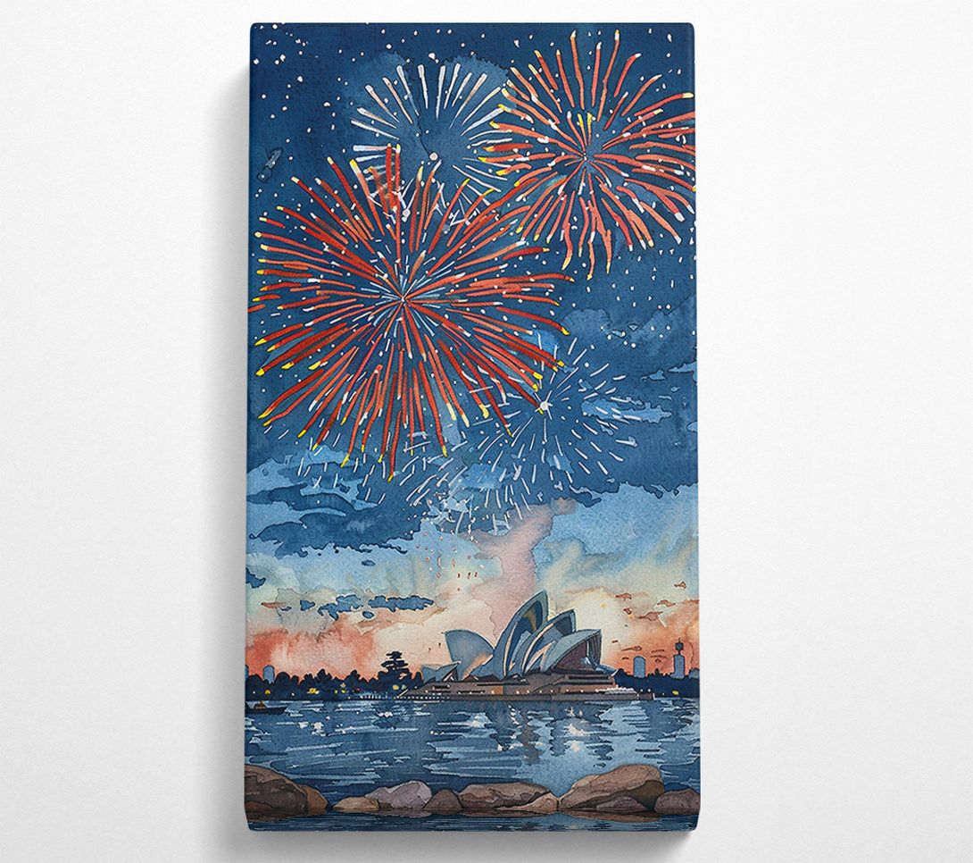  A Canvas Print of Blue Night Fireworks Canvas Wall Art