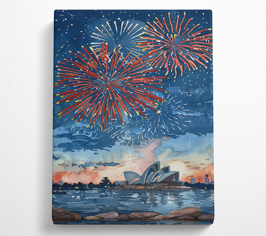  A Canvas Print of Blue Night Fireworks Canvas Wall Art