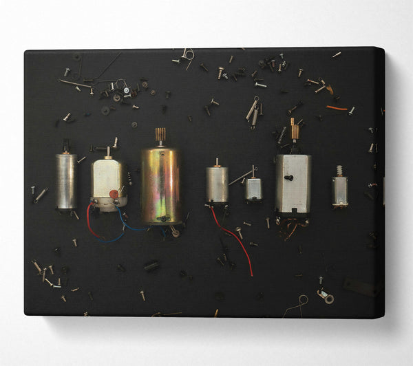  A Canvas Print of Golden Motor Parts Canvas Print