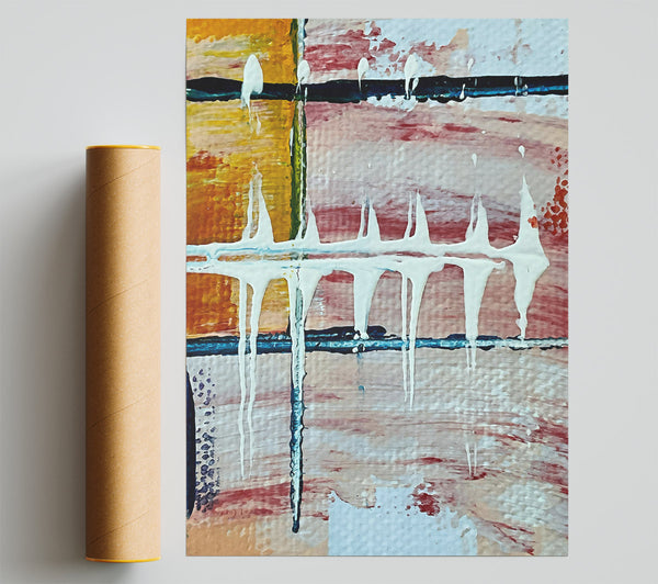 White Drips On Peachy Red Print