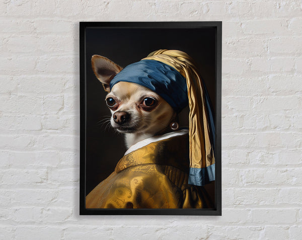 Dog With A Pearl Earring Framed Print