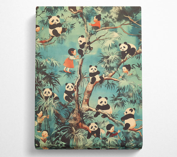  A Canvas Print of Teal Panda Paradise Canvas Art