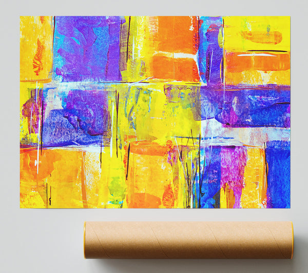 Golden Yellow Grid Giclee Print