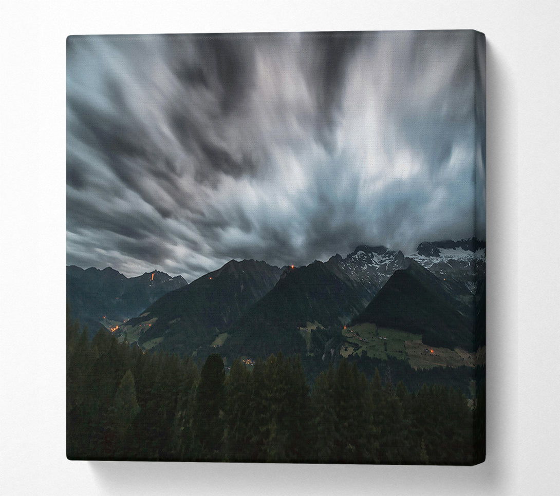  A Canvas Print of Gray Mountains' Embrace Canvas Wall Art