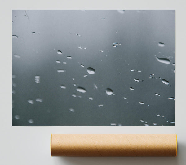 Gray Rain Drops Giclee Print