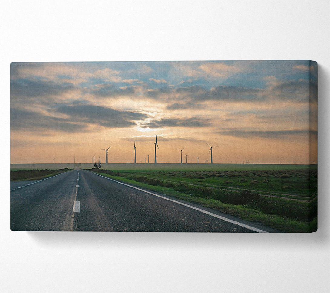  A Canvas Print of Golden Windmills Road Canvas Wall Art