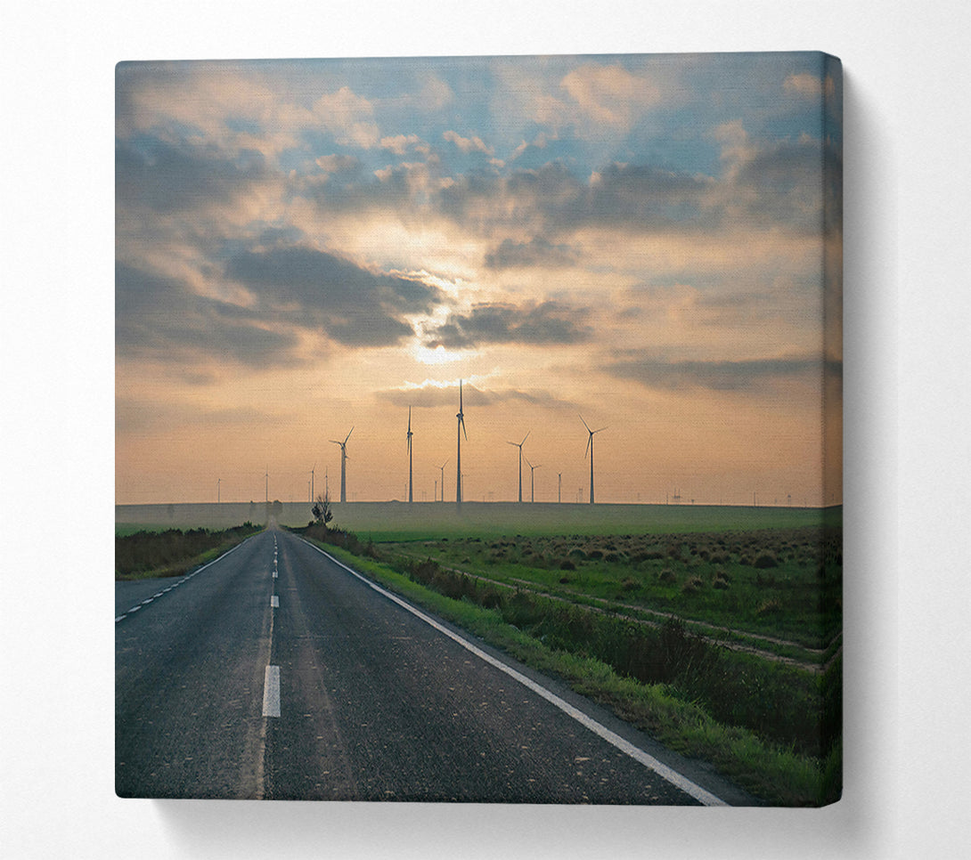  A Canvas Print of Golden Windmills Road Canvas Wall Art