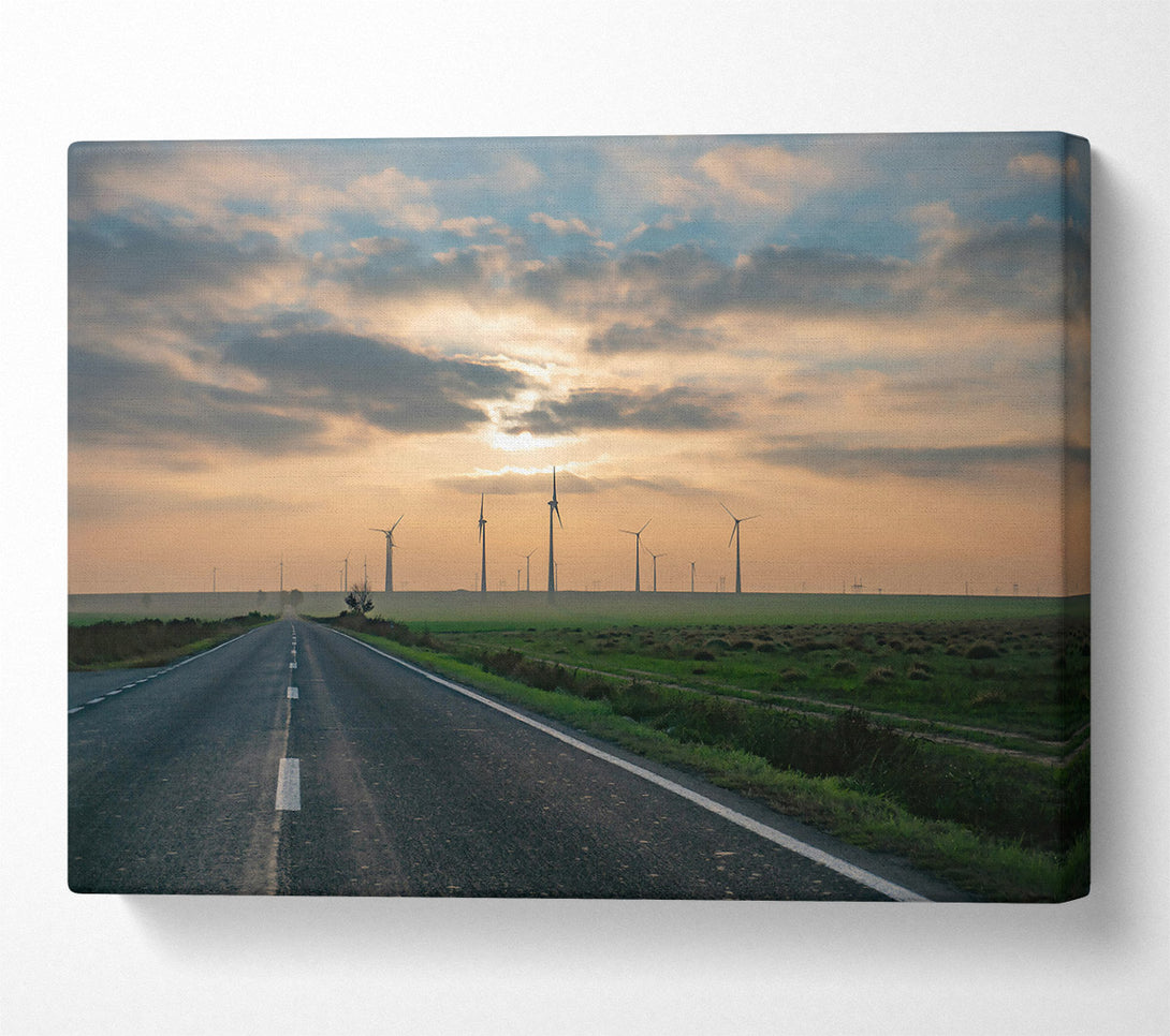  A Canvas Print of Golden Windmills Road Canvas Wall Art