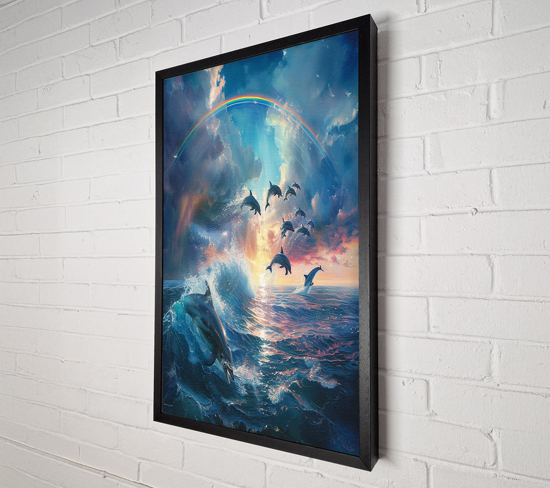  A Canvas Print of Dolphin Rainbow Canvas Print